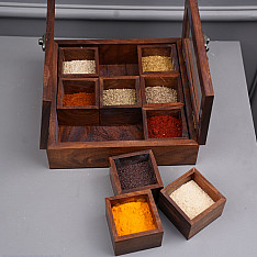 Lakdi . लकड़ी ~ Handmade Wooden - Spice Box