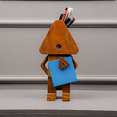 Lakdi . लकड़ी ~ Handmade Wooden Robo Pen Stand