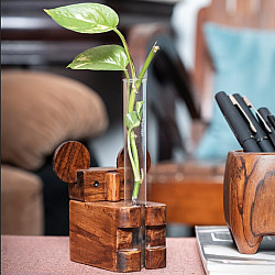 Lakdi . लकड़ी ~ Handmade Wooden - Koala Test Tube Planter