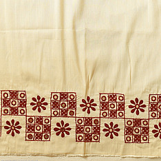 Embroidered Blouse Piece ( Unstitched ) - Off White Cotton Silk Fabric