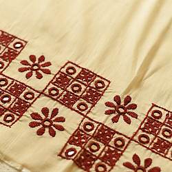 Embroidered Blouse Piece ( Unstitched ) - Off White Cotton Silk Fabric
