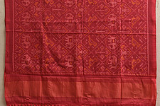 Vasant . वसंत | Handwoven Woolen Ikat Patola Shawl ~ Peach