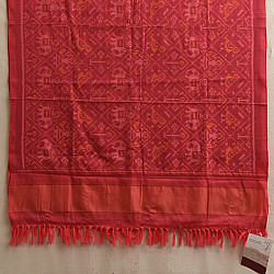 Vasant . वसंत | Handwoven Woolen Ikat Patola Shawl ~ Peach