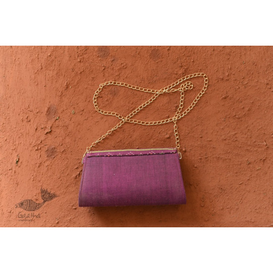 shop handwoven cotton tangaliya purse Purple