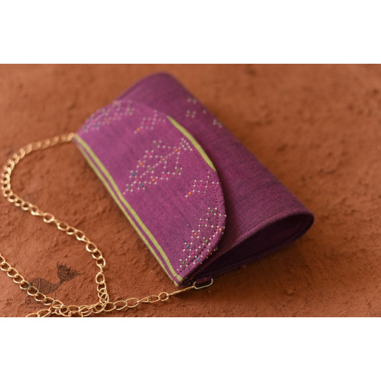 shop handwoven cotton tangaliya purse Purple