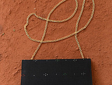 Dots & weaves ✣ Tangaliya Cotton Black Clutch 