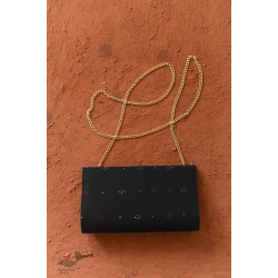 Dots & weaves ✣ Tangaliya Cotton Black Clutch 