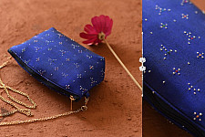 Dots & weaves ✣ Tangaliya Blue Sling Bag