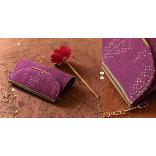 shop handwoven cotton tangaliya purse Purple