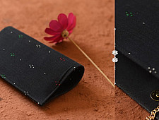 Dots & weaves ✣ Tangaliya Cotton Black Clutch 