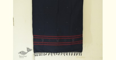 Gulmohar . गुलमोहर - Handwoven Tangaliya Cotton Dupatta - Navy Blue