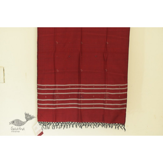 shop Handwoven Tangaliya Cotton Maroon dupatta