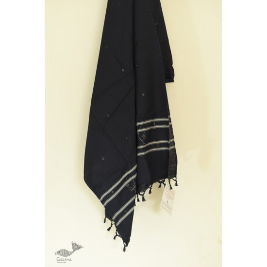 shop Handwoven Tangaliya Cotton Navy Blue dupatta