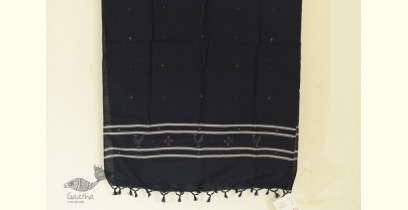 Gulmohar . गुलमोहर - Handwoven Tangaliya Cotton Dupatta - Navy Blue