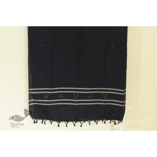 shop Handwoven Tangaliya Cotton Navy Blue dupatta