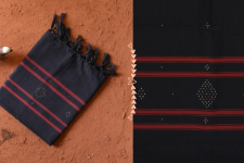 Gulmohar . गुलमोहर - Handwoven Tangaliya Cotton Dupatta - Black