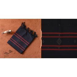 Gulmohar . गुलमोहर - Handwoven Tangaliya Cotton Dupatta - Black