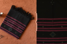 Gulmohar . गुलमोहर - Handwoven Tangaliya Cotton Dupatta - Black