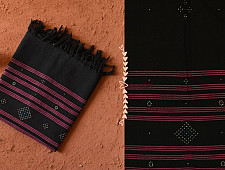Gulmohar . गुलमोहर - Handwoven Tangaliya Cotton Dupatta - Black