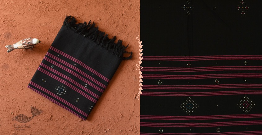 shop Handwoven Tangaliya Cotton Black dupatta