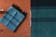 Gulmohar . गुलमोहर - Handwoven Tangaliya Cotton Dupatta - Blue