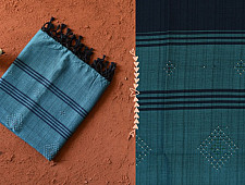 Gulmohar . गुलमोहर - Handwoven Tangaliya Cotton Dupatta - Blue