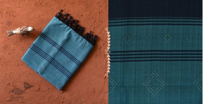 Gulmohar . गुलमोहर - Handwoven Tangaliya Cotton Dupatta - Blue