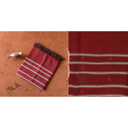 Gulmohar . गुलमोहर - Handwoven Tangaliya Cotton Dupatta - Maroon