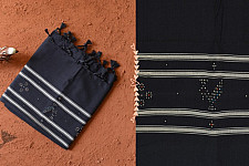 Gulmohar . गुलमोहर - Handwoven Tangaliya Cotton Dupatta - Navy Blue