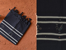 Gulmohar . गुलमोहर - Handwoven Tangaliya Cotton Dupatta - Navy Blue