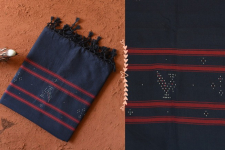 Gulmohar . गुलमोहर - Handwoven Tangaliya Cotton Dupatta - Navy Blue