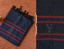 Gulmohar . गुलमोहर - Handwoven Tangaliya Cotton Dupatta - Navy Blue