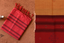 Gulmohar . गुलमोहर - Handwoven Tangaliya Cotton Dupatta - Red & Orange