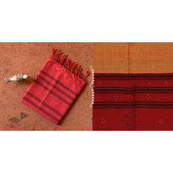 Gulmohar . गुलमोहर - Handwoven Tangaliya Cotton Dupatta - Red & Orange