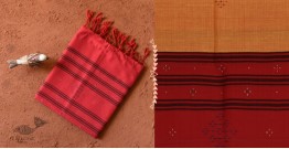 Gulmohar . गुलमोहर - Handwoven Tangaliya Cotton Dupatta - Red & Orange