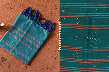 Gulmohar . गुलमोहर - Handwoven Tangaliya Cotton Dupatta - Teal Blue