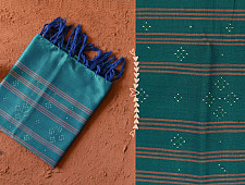 Gulmohar . गुलमोहर - Handwoven Tangaliya Cotton Dupatta - Teal Blue