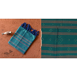 Gulmohar . गुलमोहर - Handwoven Tangaliya Cotton Dupatta - Teal Blue