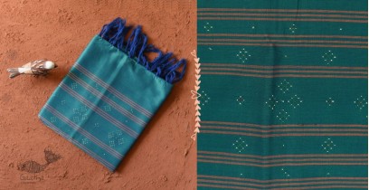 Gulmohar . गुलमोहर - Handwoven Tangaliya Cotton Dupatta - Teal Blue