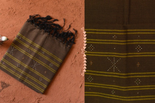 Gulmohar . गुलमोहर - Handwoven Tangaliya Cotton Dupatta - Tobacco Brown