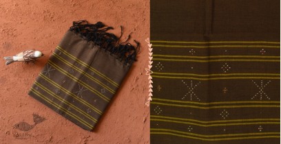 Gulmohar . गुलमोहर - Handwoven Tangaliya Cotton Dupatta - Tobacco Brown