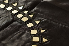 Embroidered Blouse Piece ( Unstitched )  - Black Mashru / Satin Fabric