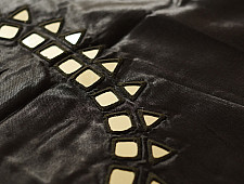 Embroidered Blouse Piece ( Unstitched )  - Black Mashru / Satin Fabric