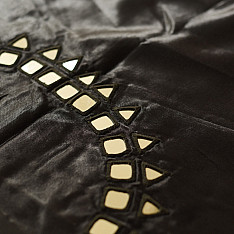 Embroidered Blouse Piece ( Unstitched )  - Black Mashru / Satin Fabric