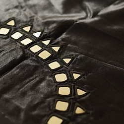 Embroidered Blouse Piece ( Unstitched )  - Black Mashru / Satin Fabric