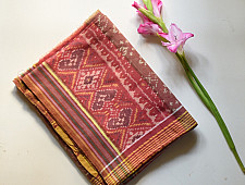 Rasika . रसिका ~ Handloom Patola Cotton Dupatta ~ Brick Red