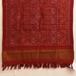 Vasant . वसंत | Handwoven Woolen Patola Shawl ~ Maroon