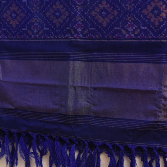 shop Handwoven Woolen Ikat Patola Shawl - Blue