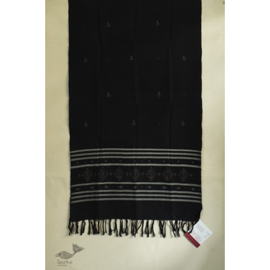 shop Tangaliya Woven Cotton Stole - Black