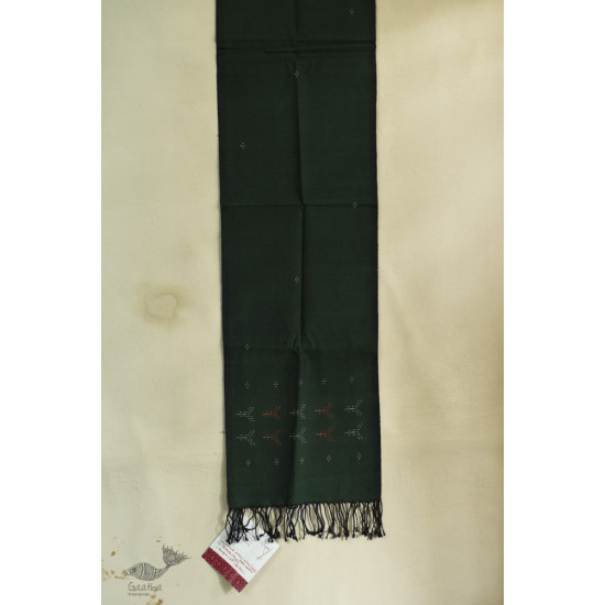 shop tangaliya cotton Scarf  - Bottle Green